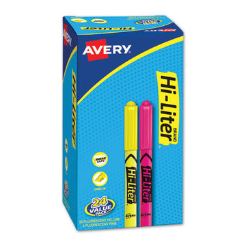 Avery® Hi-liter Pen-style Highlighter Value Pack, Assorted Ink Colors, Chisel Tip, Assorted Barrel Colors, 24-pack freeshipping - TVN Wholesale